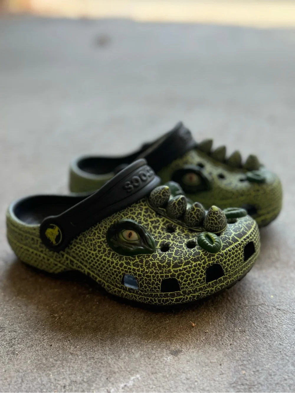 CROCS Kids Green Black Croc-Theme Clogs
